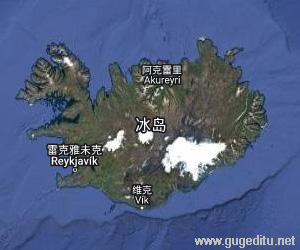 冰島衛星地圖